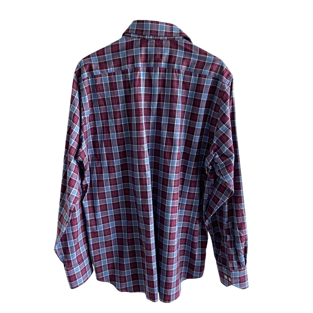 Tailorbyrd Collection Mens Large Plaid Button Down Shirt Maroon Blue Long Sleeve - Picture 5 of 5